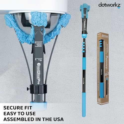 DomeWizard™ Compact 13' Security Camera Cleaning Kit with Pole – Streak-Free Lens Cleaner for Dome, PTZ, Mini Dome & Bullet Cameras – Reusable Microfiber Mitt + 8oz Cleaning Solution - size: 13' Cleaning Kit