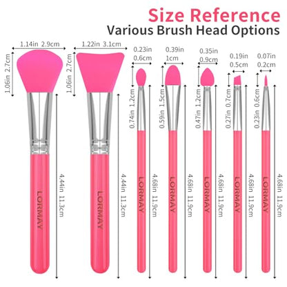 LORMAY 7-Piece Silicone Brush Set for UV Resin Epoxy Crafts and Makeup, Red - color: red