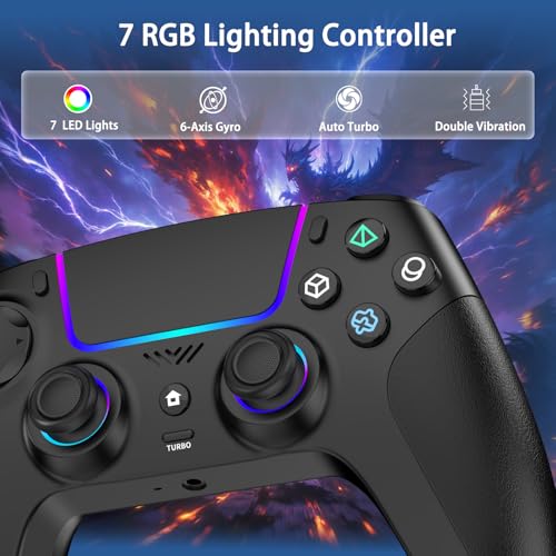 VidPPluing Wireless Controller Compatible with PS5/Android/IOS/MAC/Steam Deck, Gamepad with LED Lighting/Hall Effect Trigger/Turbo/Macro/Dual Vibration/3.5mm Headset Jack/1500 mAh Battery - color: black