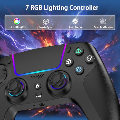 VidPPluing Wireless Controller Compatible with PS5/Android/IOS/MAC/Steam Deck, Gamepad with LED Lighting/Hall Effect Trigger/Turbo/Macro/Dual Vibration/3.5mm Headset Jack/1500 mAh Battery - color: black