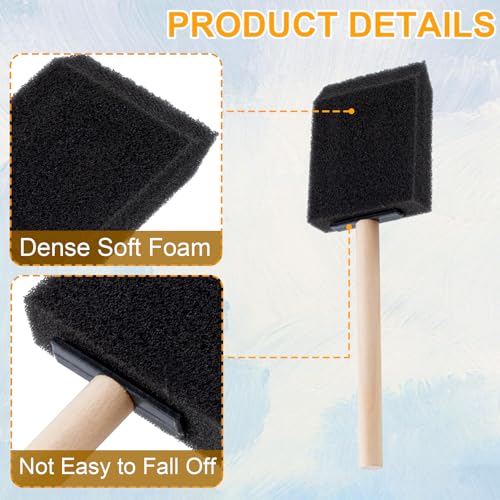 HINZIC 7 Pcs 2 inch Foam Paint Brush, Wood Handle Sponge Brushes - color: Black-2inch,7pcs