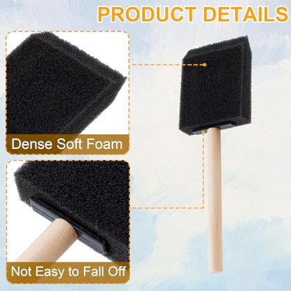 HINZIC 7 Pcs 2 inch Foam Paint Brush, Wood Handle Sponge Brushes - color: Black-2inch,7pcs