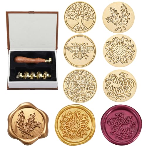 Yoption 6 Pcs Wax Seal Stamp Set, Botanical Floral Sealing Stamp Kit - color: Botanical Set