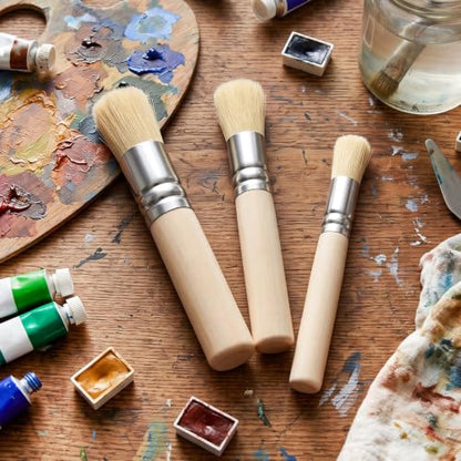 3 Pcs Wooden Stencil Brush, Ymapinc Natural Bristle Paint Brushes