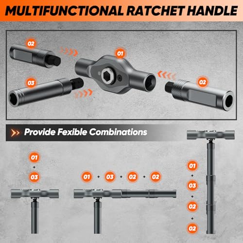 Saker 42-in-1 Magnetic Ratchet Screwdriver Set With T-Handle Grey - color: Grey