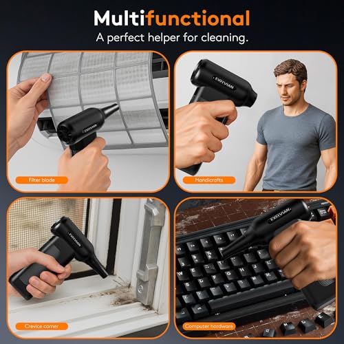 Compressed Air Duster Electric : 150000RPM 10000mAh LED 6-Gear Adjustable Keyboard Cleaner, Wireless Rechargeable Duster for Computer Keyboard Cleaning