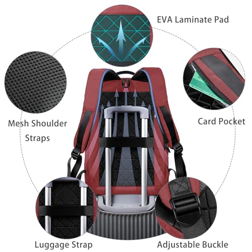 hk Backpack for Men Business Slim Laptop Bag - color: Red, size: 17.3 Inch