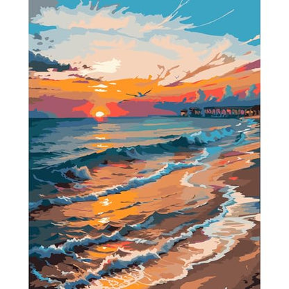 QUITEDEW Paint by Numbers Kits for Adults Seaside,16x20 Inch - color: B1-sunset