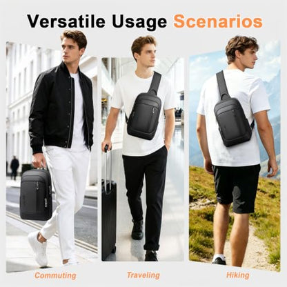 Crossbody Sling Chest Shoulder Bag for Men Women with USB Charging Port