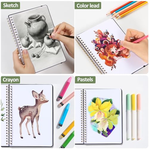 Forvencer 2 Pack Blank Spiral Notebook, 8"x 5.6"Hardcover Sketch Book - color: Aesthetic Brown