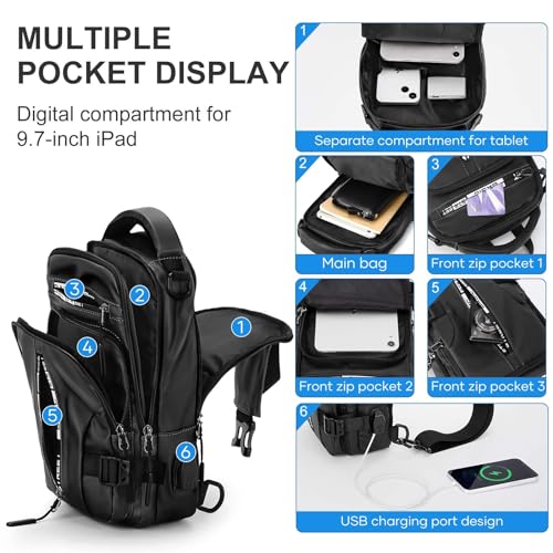 Small Black Sling Bag, Anti-Theft Motorcycle Backpack, One Strap Chest Bag - color: A1-black-small