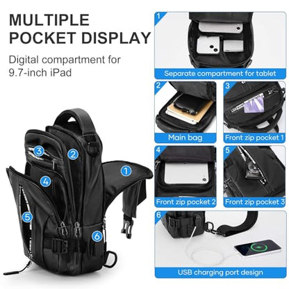 Small Black Sling Bag, Anti-Theft Motorcycle Backpack, One Strap Chest Bag - color: A1-black-small