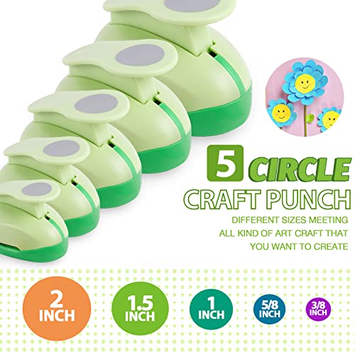 UCEC Circle Punch Craft Hole Punch for Paper Crafting 5 Different Size - color: circle, size: 5pack, 3/8+5/8+1+1.5+2in