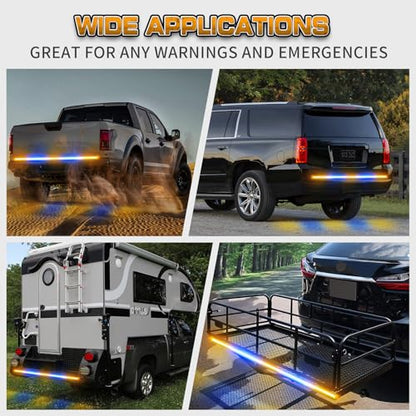 XRIDONSEN 60 inch Tailgate Strobe Lights Strip Amber Blue Emergency Lights - color: Amber/Blue