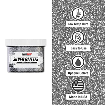 Rapid Cure® Silver Glitter Plastisol Ink - Screen Printing Ink, Quart - color: Silver Glitter, size: 32 fl oz