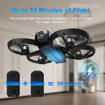 Drone with Camera for Kids and Beginners,4.5"Screen Remote,Two Batteries