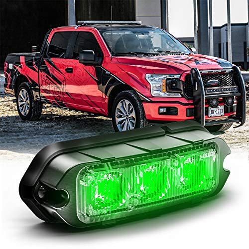 Feniex T3 Surface Mount | Green | Compact, 14 Flash Patterns | 3 LEDs, Super Bright 3 Watt LEDs, SAE Class 1 - color: Green