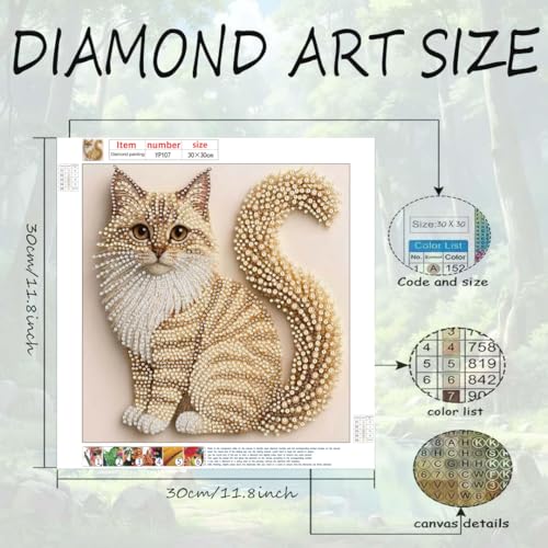 Cat Special Shape Diamond Art Kits For Adults Beginner,Diamond Painting Kit - color: YP107