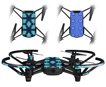 Skin Decal Wrap 2 Pack Compatible with DJI Ryze Tello Abstract Floral Blue Drone NOT Included
