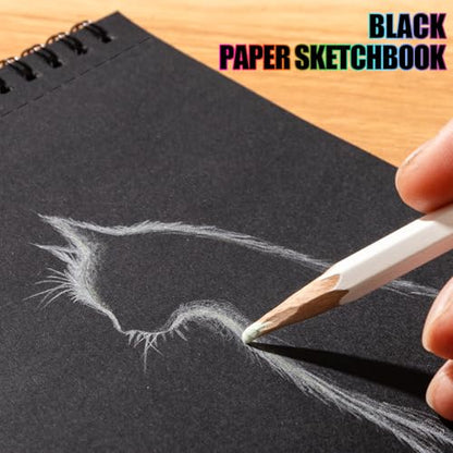 160gsm Black Paper Sketchbook 5.5×8.5In, Spiral Bound Black Notebook - size: 5.5×8.5 Inch (1 pack)