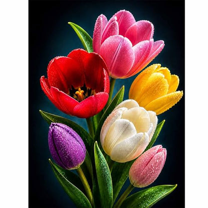Tulips Diamond Art Kits for Adults,Colorful Flower Bouquet Diamond Painting - color: HS049-1
