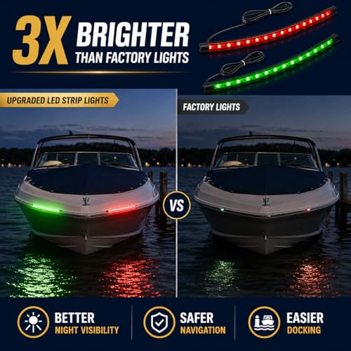 Navigation Lights - LED Bow Lights, Green & Red, Night Fishing, Deck, IP67 Waterproof for Pontoon, Dinghy, Kayak, Jon Boat, Yacht - color: Red And Green