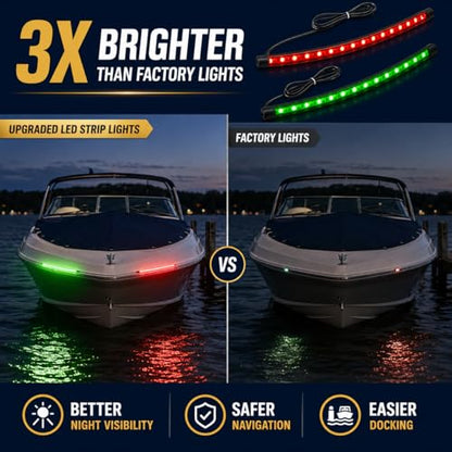 Navigation Lights - LED Bow Lights, Green & Red, Night Fishing, Deck, IP67 Waterproof for Pontoon, Dinghy, Kayak, Jon Boat, Yacht - color: Red And Green