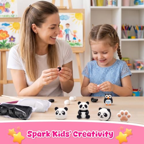 Winnerwhy 144 Pcs Total 76oz Air Dry Clay Soft Non-Toxic, White,Black - color: White,Black