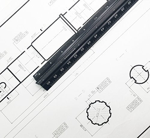 12 Inch Engineer Scale Ruler, Engineering Scale with Anodized Solid Aluminum Core, Laser Etched Scales, Imperial Scale - 1:10, 1:20, 1:30, 1:40, 1:50, 1:60, 12" Drafting Measuring Ruler