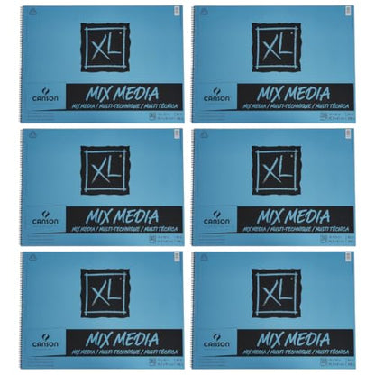 Canson XL Series Mixed Media Pad, 18" x 24", 30 Sheets/Pad, Pack of 6 - size: 18x24, 6-Pack, style: Mixed Media