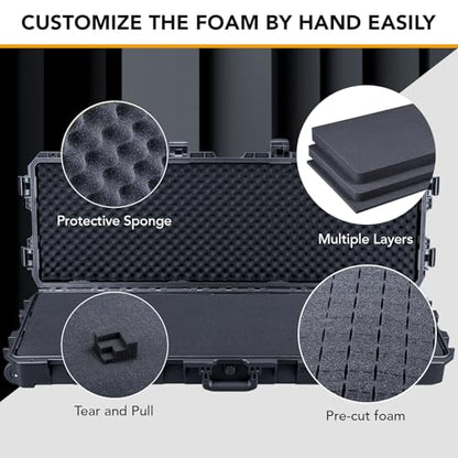 Lykus HC-11010 Hard Case with Wheels and Foam, Inner Size 40.94*12.4*4.25in - size: HC-11010