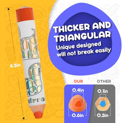 ThEast Jumbo Toddlers Colored Pencils, Thick Chunky Crayons for Children - style: Glitter-8