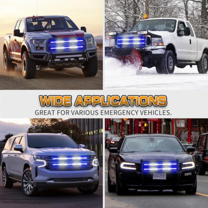 XRIDONSEN 2-Pack 30 inch Blue White Grill Emergency Lights Strip - color: Blue/White