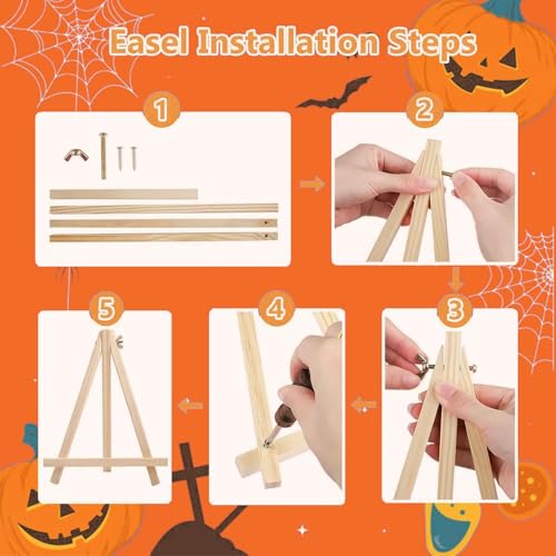 Axquilon 3 Packs Halloween Framed Paint by Numbers Kit for Adults 8x10in - color: 3 Pack Ghost with Easel