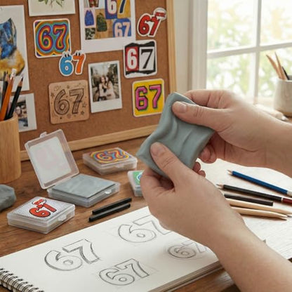 67 Theme Kneaded Erasers (8 Count), Moldable Putty Erasers in Individual Plastic Cases for Pencil, Charcoal & Graphite Drawing (Style 2) - style: Style 2