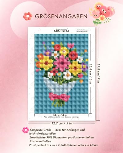 forever young Bouquet Small Diamond Art Kits, 5x7 Inch Canvas - color: Bouquet