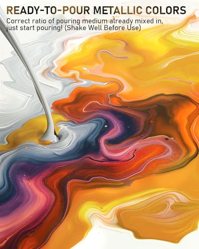 Nicpro 8 Colors 33.8 oz Large Bulk Metallic Acrylic Pouring Paint Kit - color: Metallic Color