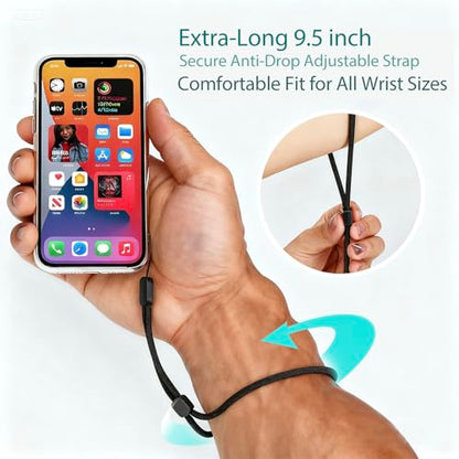 Hand Wrist Strap Lanyard 6 Pack 9.5inch Adjustable Nylon Wristlet Keychain - color: Black&green, size: 9.5 inches