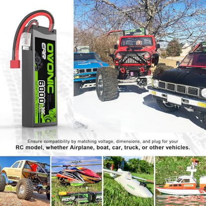 OVONIC 2S LiPo Battery 6000mAh 7.4V 130C RC Battery with Dean-Style T Connector