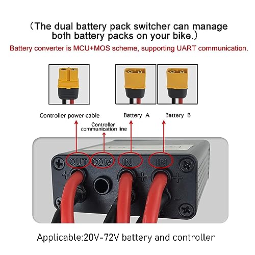 VGEBY Electric Bike Dual Battery Connector Adapter, XT90 Interface Bike Dual Battery Parallel Module Adapter Discharge Balancer
