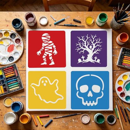 CUTHOLLOW 25 PCS Halloween Elements Painting Shape Stencils Sets - style: Halloween Elements