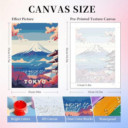 6 Pack Paint by Numbers Kit for Adults, Cityscape Canvas Painting Set - color: Landscape-1