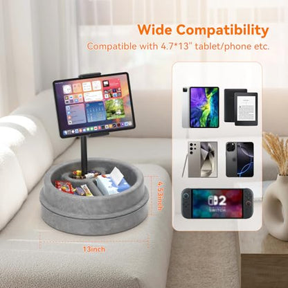 KDD Tablet Pillow Stand for Lap, Multi-Angle iPad Stand with Storage Tray - 360° Rotating Clip Gooseneck Tablet Soft Pad Dock for Bed and Desk Compatible with iPad Pro 12.9, Air Mini, Phone, E-Reader
