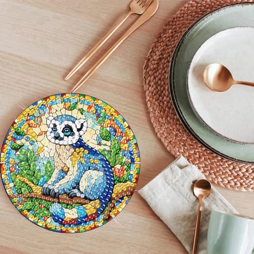 ijbnhd 8 PCS Animals Diamond Art Coasters Kit - color: Animals-3