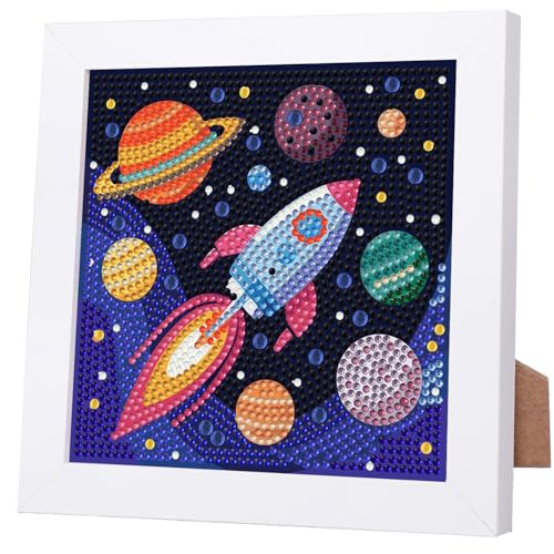 WEMEON Rocket Diamond Art Kits for Kids with Frame 7x7 inch - color: Rocket