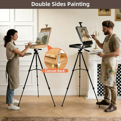 French Style Easel with Beech Wood & Aluminum Tripod - color: Nature