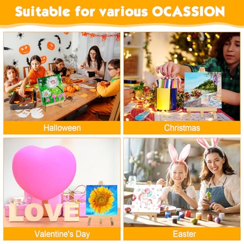 128 Pcs /64 Pack 4 x 4 Inch Mini Canvas and Easel Set Bulk for Paint Party - size: 4 x 4 Inch