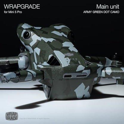 WRAPGRADE Skin Stickers Compatible with DJI Mini 5 Pro (Army Green Dot Camo) - color: Army Green Dot Camo