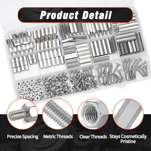 M2.5 Hex Standoffs Spacer Screws Nuts, 280Pcs Stainless Steel Standoff Kit - size: M2.5 kit