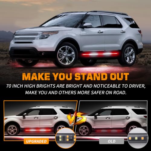 XRIDONSEN 2X 60 inch Running Board Emergency Lights 720 LED Strobe Lights - color: Red/White
